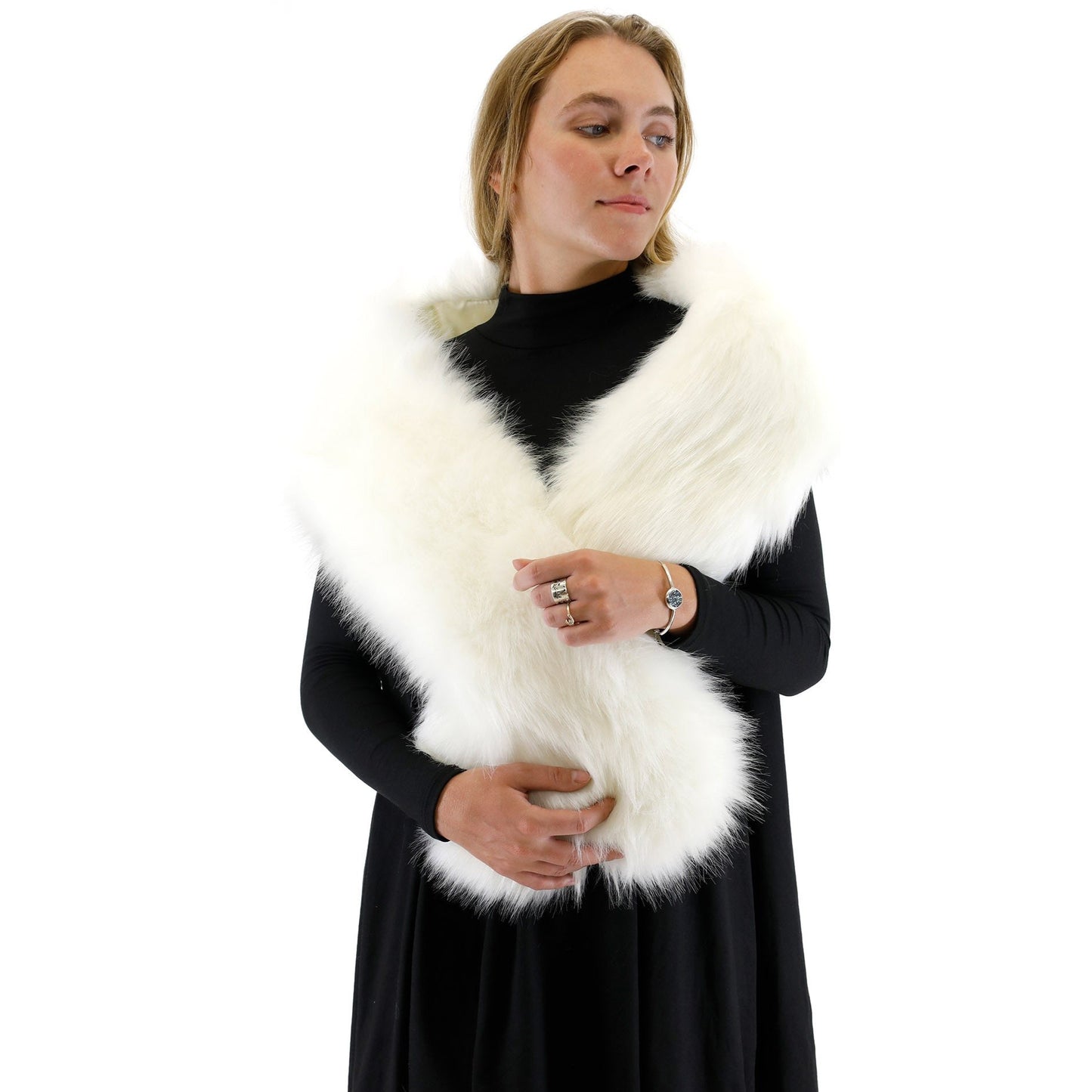 FAUX FUR SHAWL NARROW P7240 (3PC)