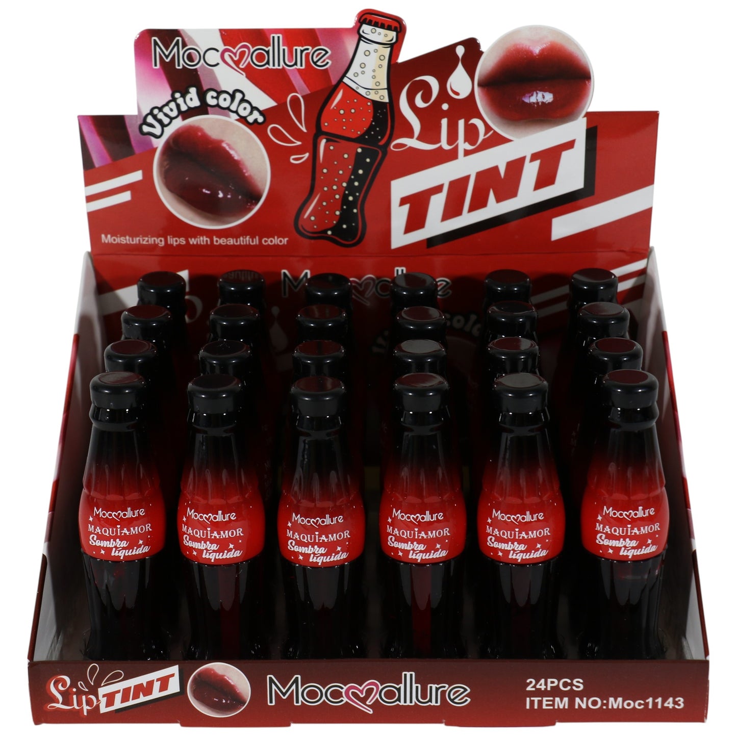 Moc Allure Maquiamor Vivid Color Lip Tint Soda Bottle LC1143 (24PC)