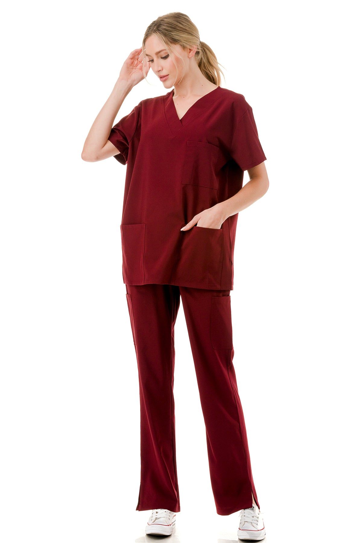 WOMEN'S SCRUBS MEDICAL NURSING UNIFORM SET UN0147BU (MIN 2 SET)