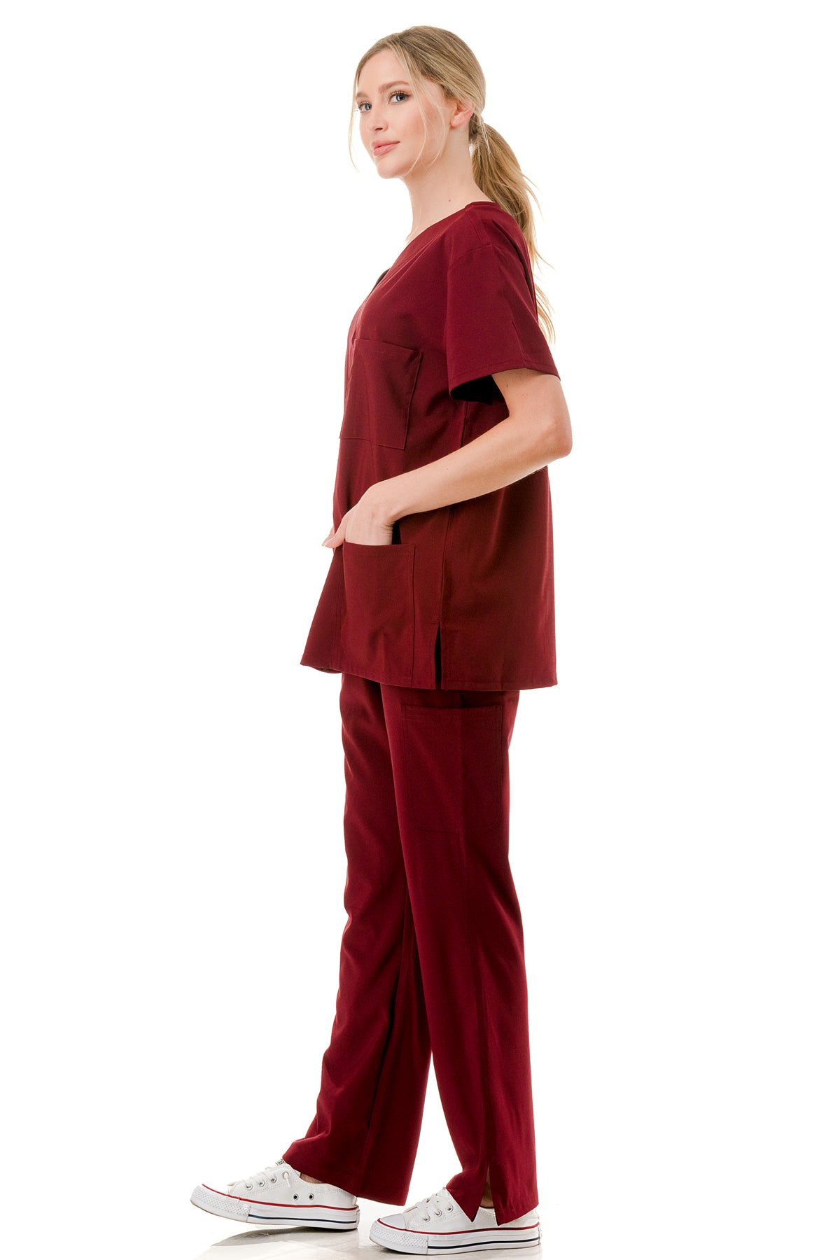 WOMEN'S SCRUBS MEDICAL NURSING UNIFORM SET UN0147BU (MIN 2 SET)