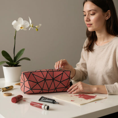 Geometric Triangle Pattern Makeup Pouch JB5526-14 (12PC)