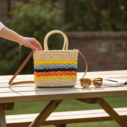 Rattan Beach Tote Shoulder Bag BG4225-1n (2pc)