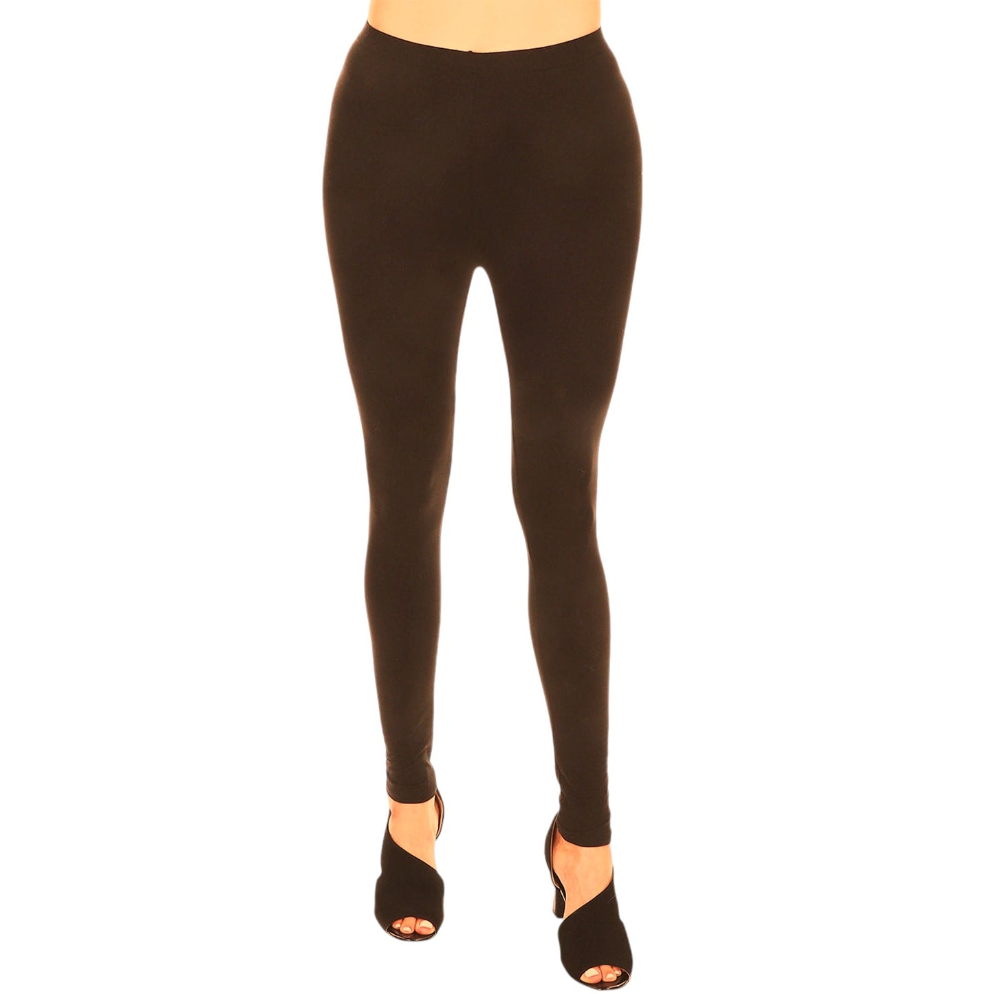 Elasticized Waistband Brown Leggings LGR2 (6PC)