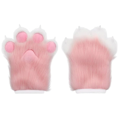 Faux Fur Cat Paws Furry Gloves Animal Mittens GE5829-1 (12PAIR)