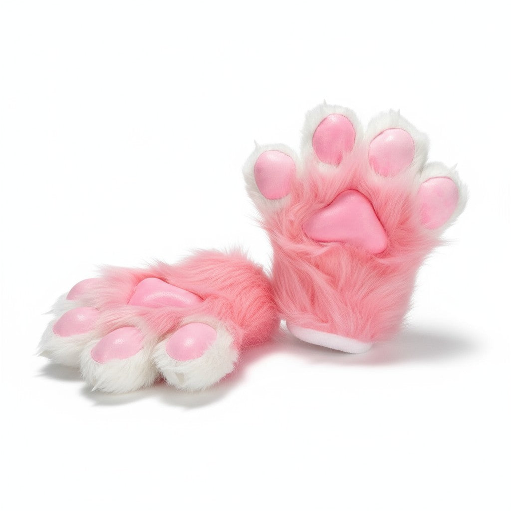 Faux Fur Cat Paws Furry Gloves Animal Mittens GE5829-1 (12PAIR)