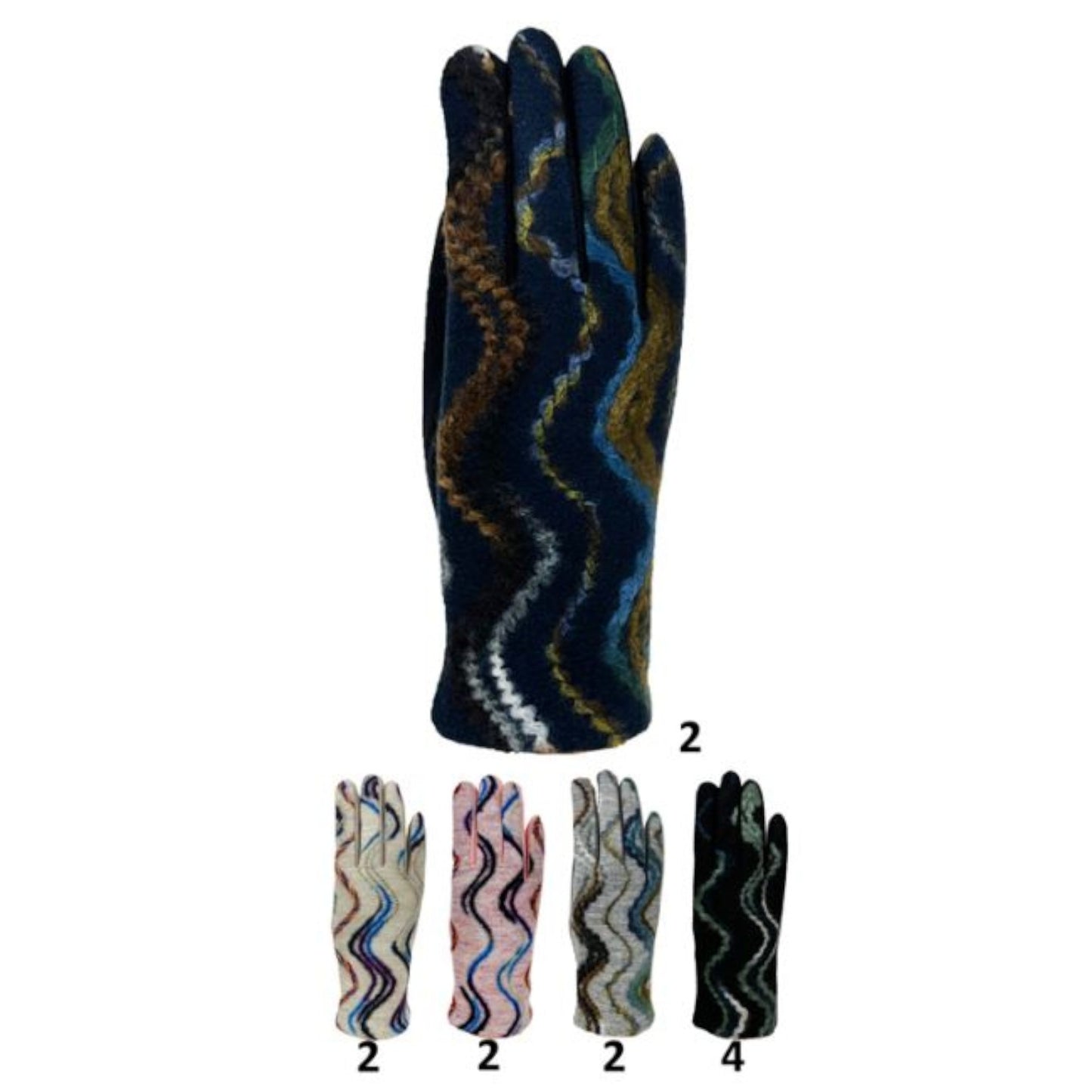 Women's Wave Pattern Winter Touch Screen Gloves GL188. (12PAIR)