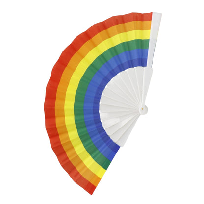 Rainbow Pride White Frame Hand Held Folding Fan FS057! (12PC)