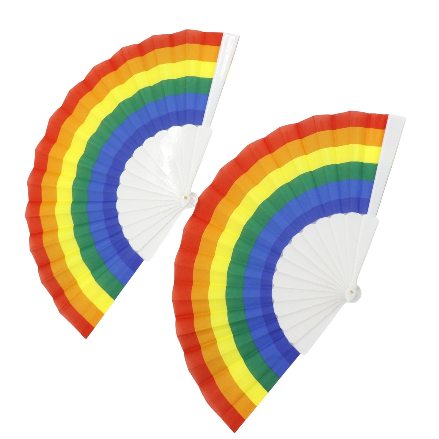 Rainbow Pride White Frame Hand Held Folding Fan FS057! (12PC)
