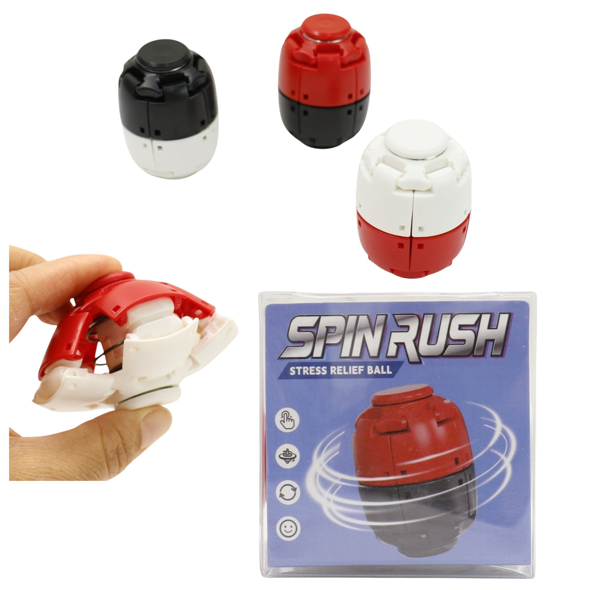 Press to Spin Fidget Spinner HelixCore Rotating Stress Ball Fidget Toy ME367 (24PC)