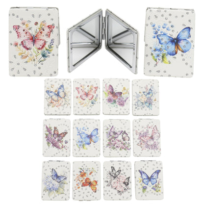 Butterfly Floral Rectangular Glitter Compact Makeup Mirror JM6423-16 (12PC)