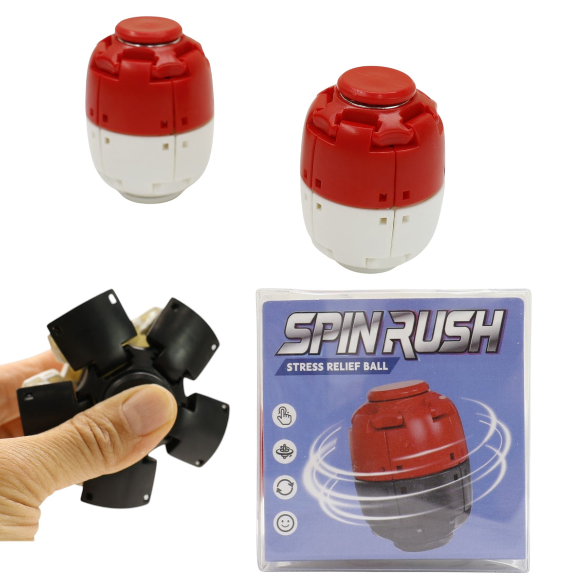 Press to Spin Fidget Spinner HelixCore Rotating Stress Ball Fidget Toy ME367 (24PC)