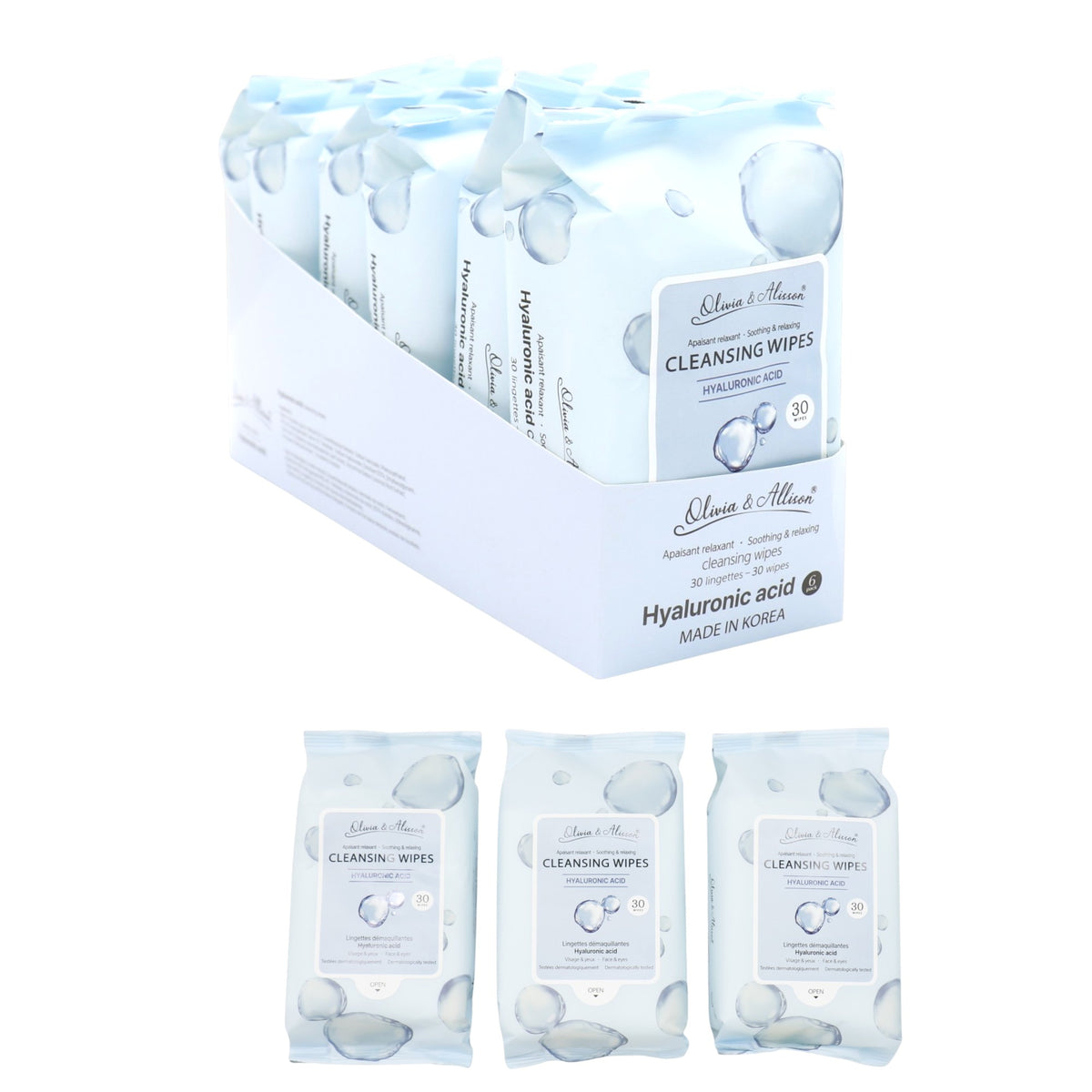 Hyaluronic Acid Cleansing Makeup Remover Wipes MIT012 (6PK)