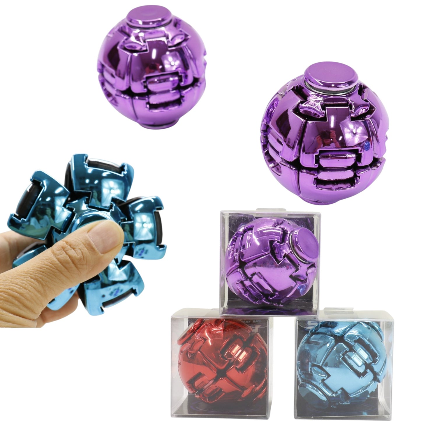 Press to Spin Fidget Spinner HelixCore Rotating Stress Ball Fidget Toy ME364 (24PC)