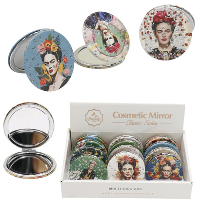 Frida Kahlo Glitter Circular Compact Makeup Mirror JM6423-29 (12PC)