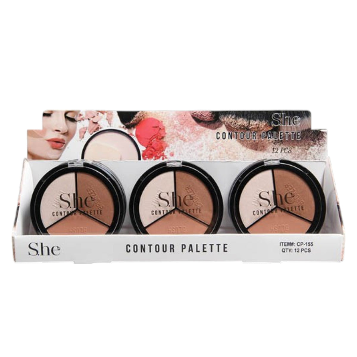 S.he Compact 3 Colors Contour Palette CP155.. (12PK)