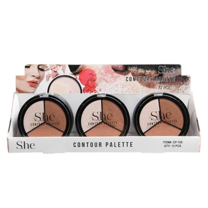 S.he Compact 3 Colors Contour Palette CP155.. (12PK)