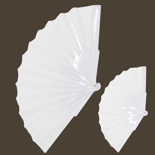 White On White Hand Held Folding Fan JF6323-19! (12PC)
