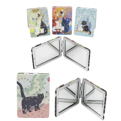 Cat Cartoon Rectangular Glitter Compact Makeup Mirror JM6423-30 (12PC)