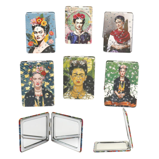 Frida Kahlo Rectangular Glitter Compact Makeup Mirror JM6423-10 (12PC)