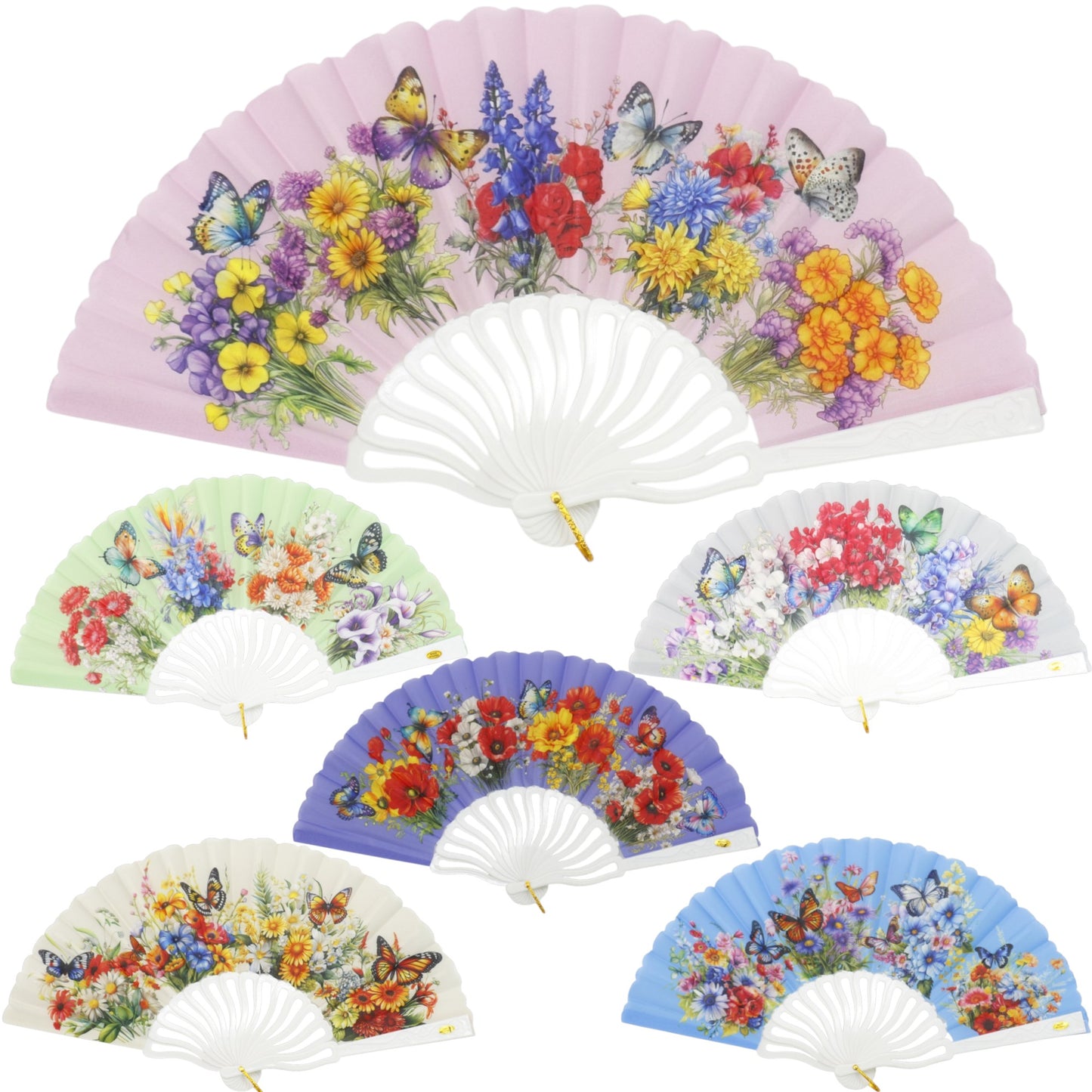 Butterfly Floral Handheld Folding Fan FN0445 (12PC)