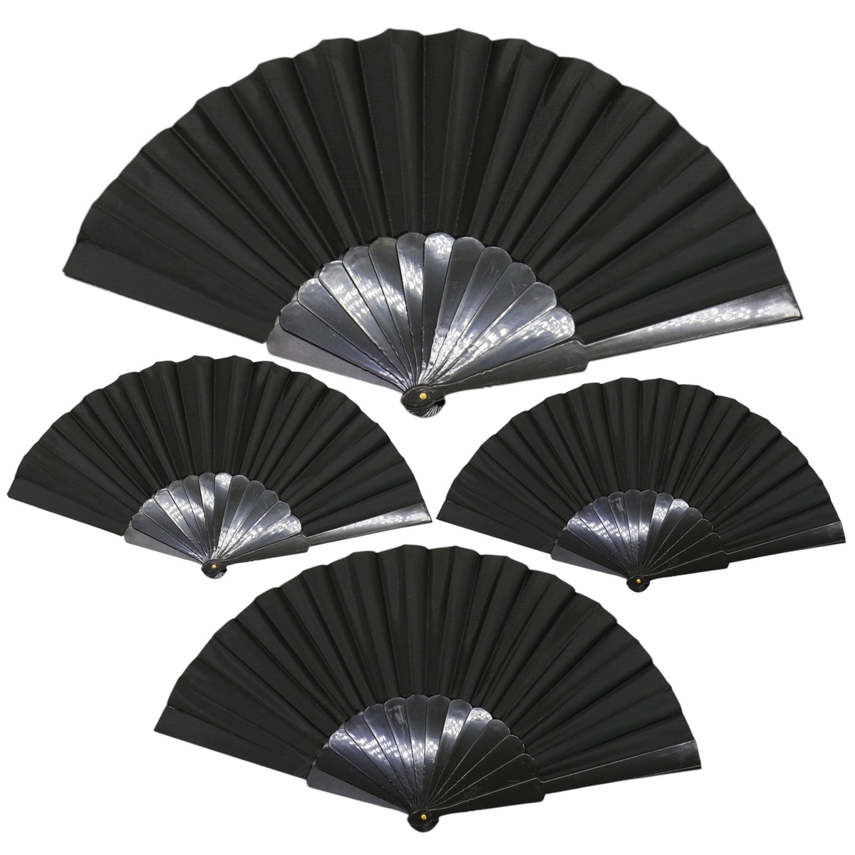 Black On Black Frame Hand Held Folding Fan JF6323-20 (12PC)
