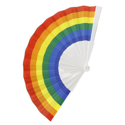 Rainbow Pride White Frame Hand Held Folding Fan FS057! (12PC)