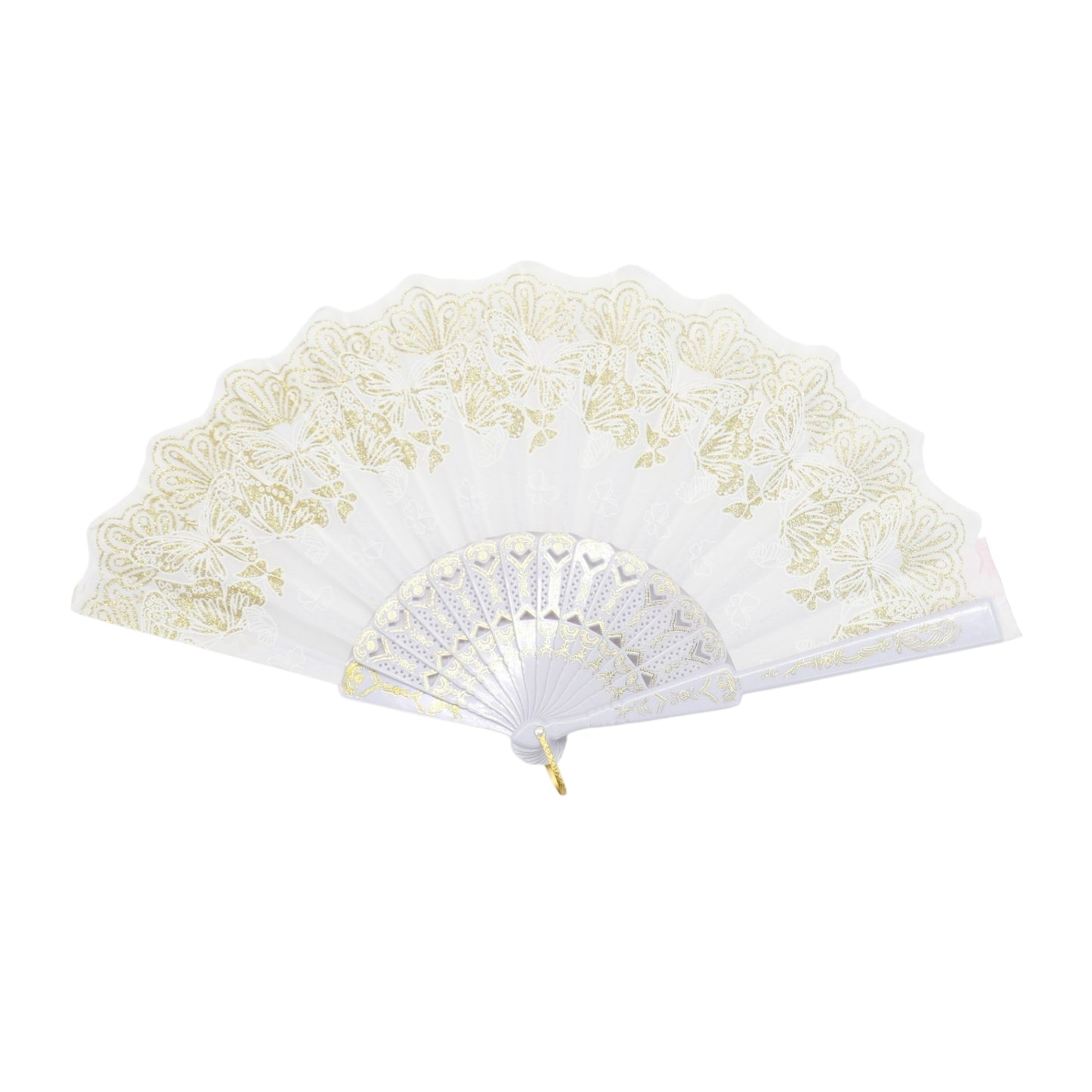 Colorful Butterfly Floral Glitter Handheld Folding Fan FNSZ-01 (12PC)