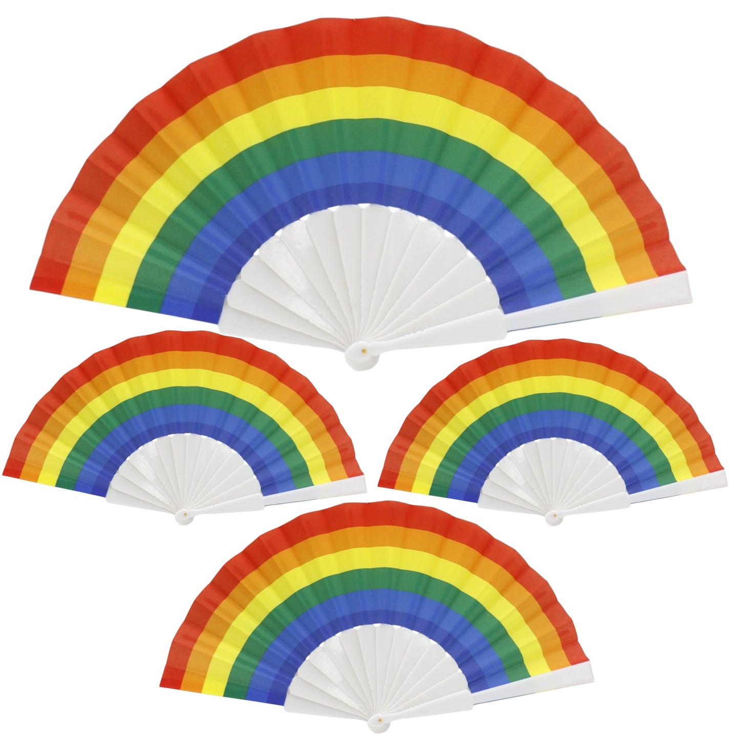 Rainbow Pride White Frame Hand Held Folding Fan FS057! (12PC)