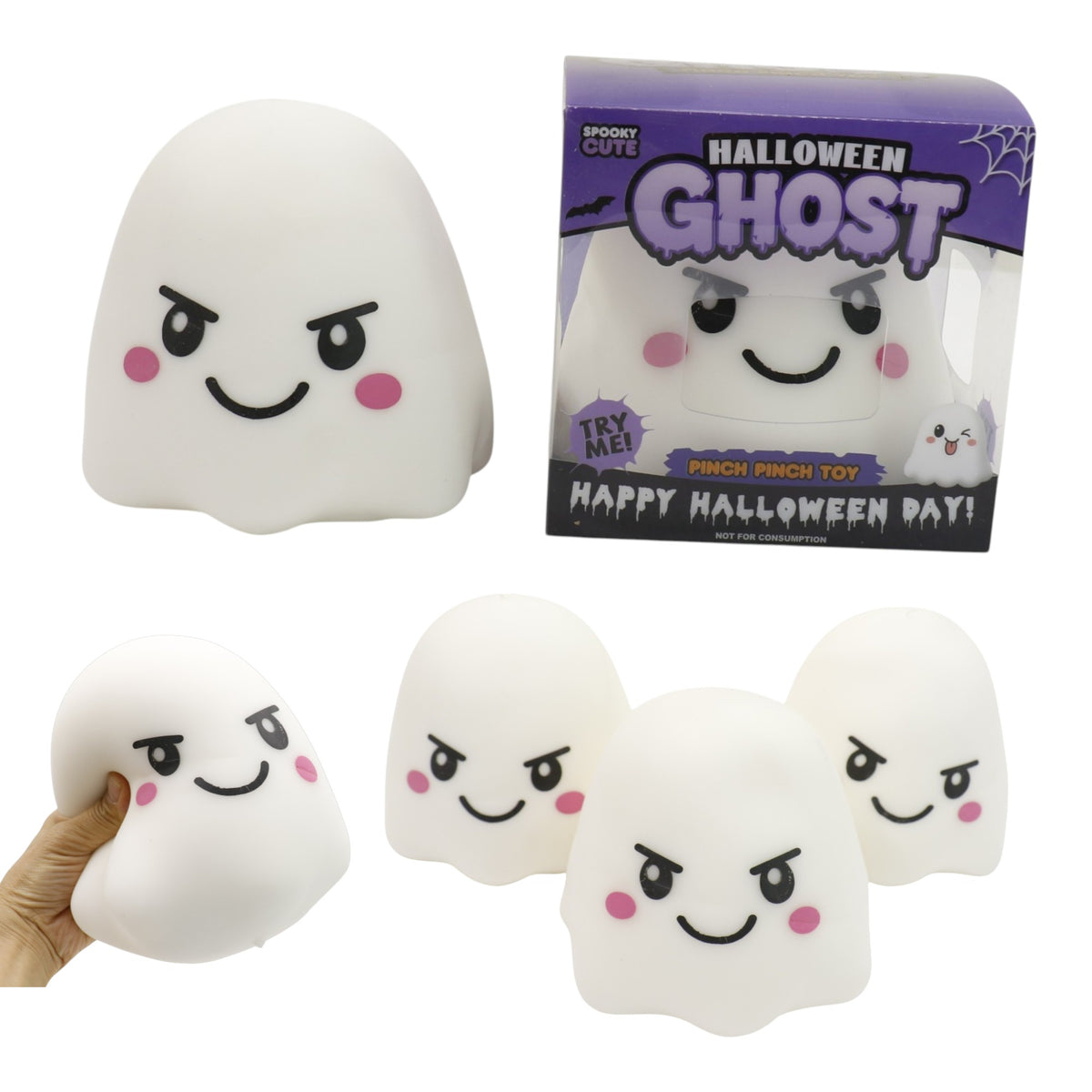 Jumbo 6 Inch Halloween Ghost Fluffy Squishy Toy SS6813-34 (4PC)