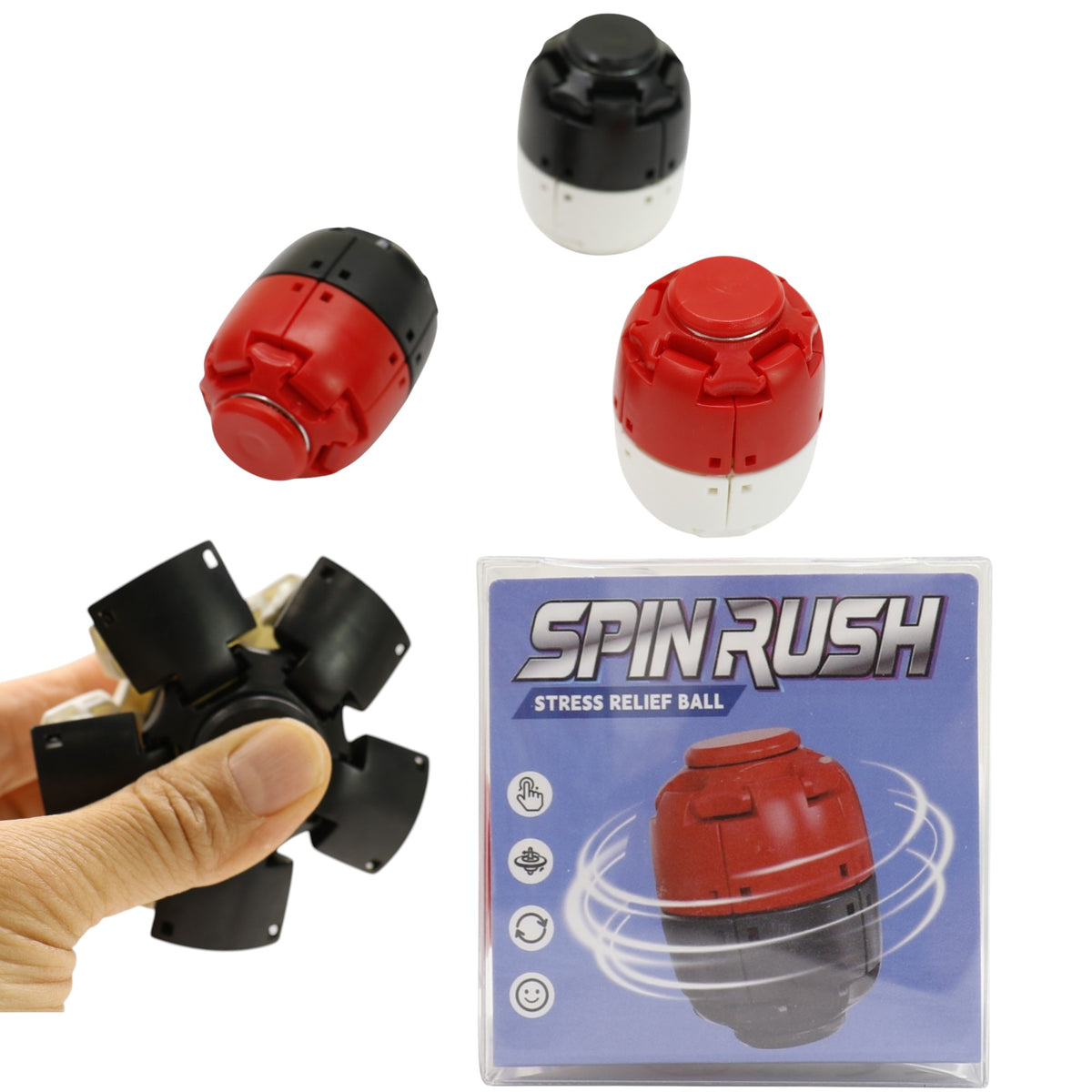 Press to Spin Fidget Spinner HelixCore Rotating Stress Ball Fidget Toy ME367 (24PC)
