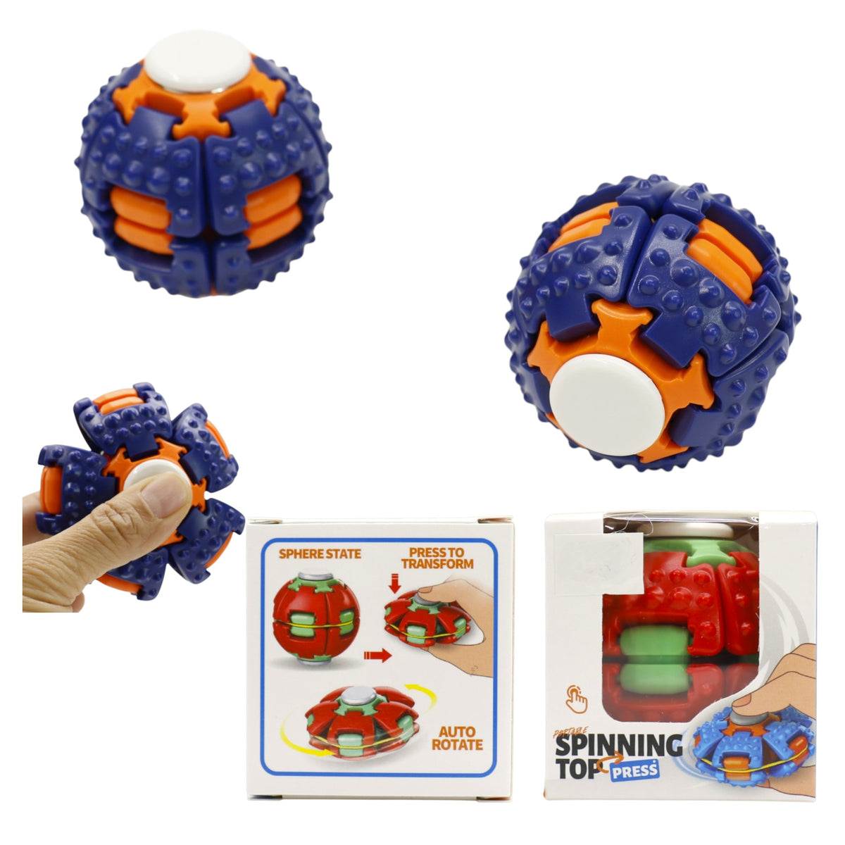 Press to Spin Fidget Spinner HelixCore Rotating Stress Ball Fidget Toy JT6723-3 (12PC)