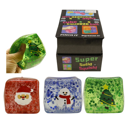 Christmas Glitter Cube Squishy Toy SS6821-9 (12PC)
