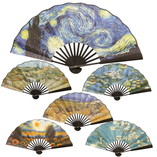 Hand Fan Oil Painting Variety Double Side Print Folding Fan SZ04-2603 (12PC)
