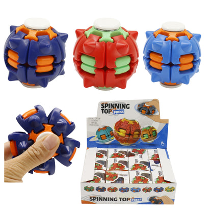 Press to Spin Fidget Spinner HelixCore Rotating Stress Ball Fidget Toy JT6723-4 (12PC)