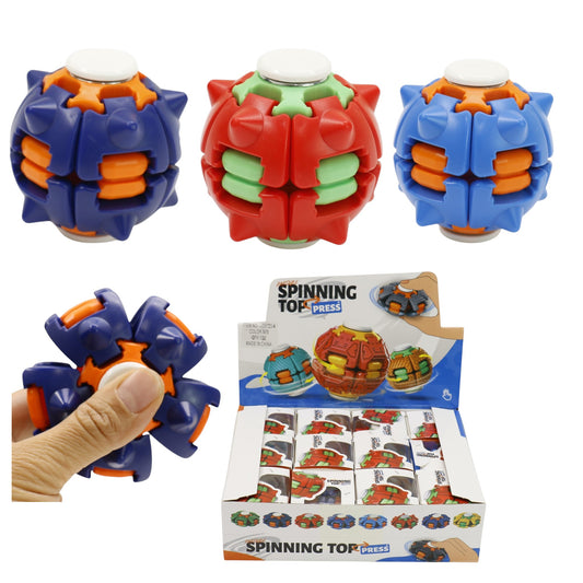 Press to Spin Fidget Spinner HelixCore Rotating Stress Ball Fidget Toy JT6723-4 (12PC)