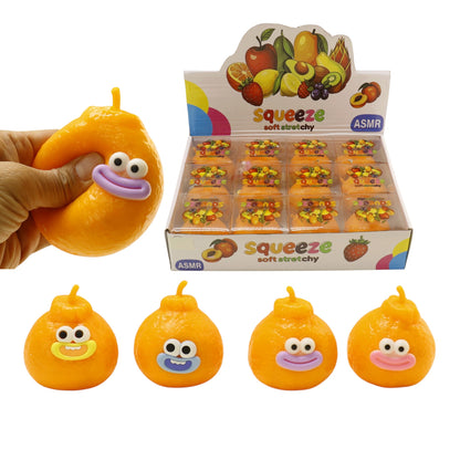 Goofy Smile Orange Tangerine Fluffy Slime Filled TPR Squishy Toy JT6831-11 (12PC)