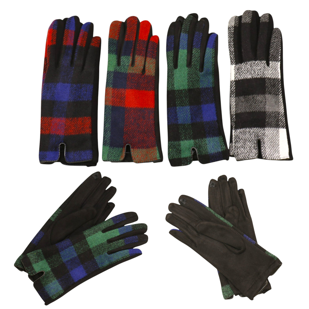 Women's Plaid Gloves Touch Screen Gloves GL6830-1 (12PAIR)