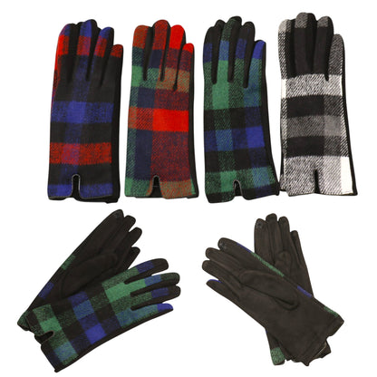 Women's Plaid Gloves Touch Screen Gloves GL6830-1 (12PAIR)