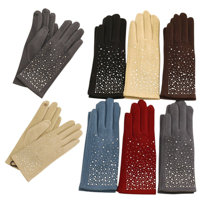 Women’s Rhinestone Studded Touchscreen Gloves GL6830-7 (12PAIR)