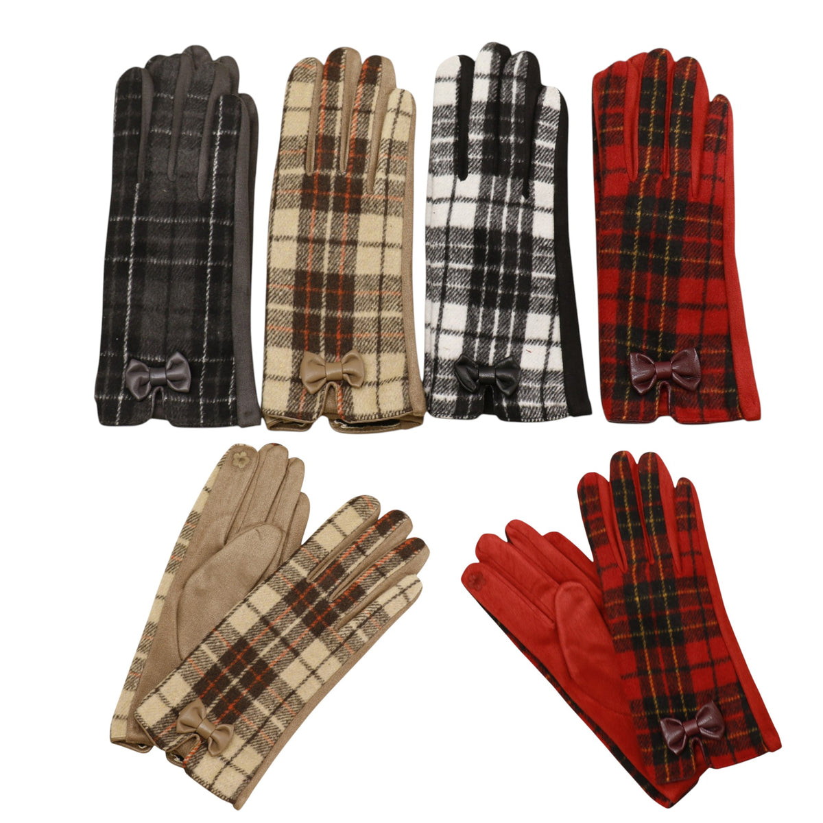 Women's Plaid Gloves Touch Screen Gloves  GL6830-9 (12PAIR)