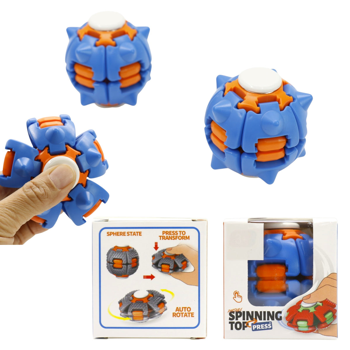 Press to Spin Fidget Spinner HelixCore Rotating Stress Ball Fidget Toy JT6723-4 (12PC)
