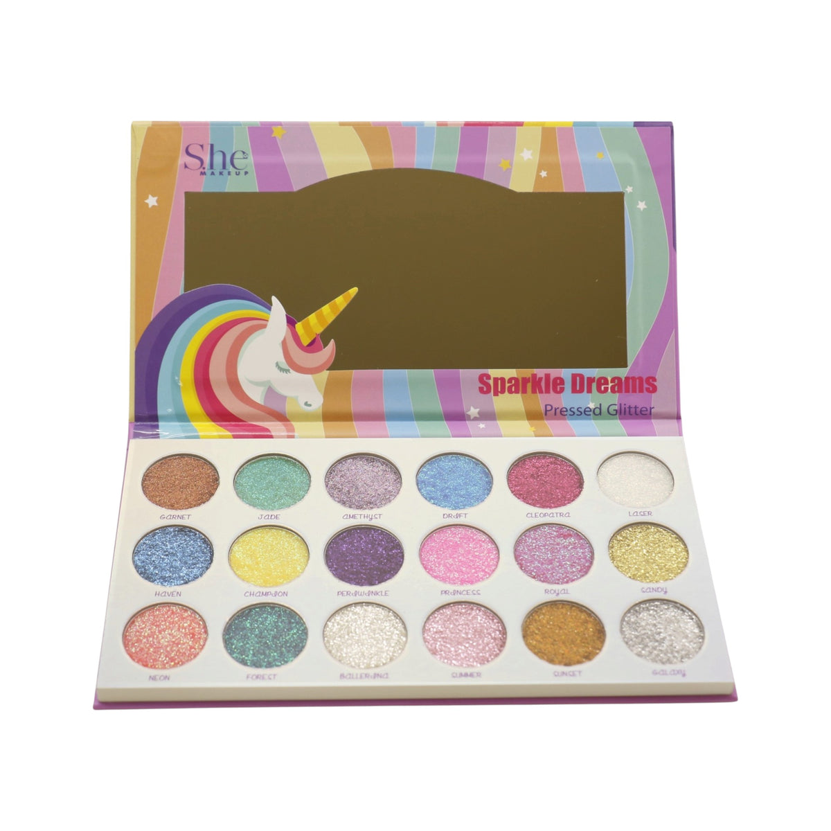 S. He 18 Color Pressed Glitter Palette PG01 (6PK)
