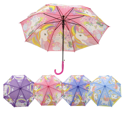Kids Unicorn Print Plastic Auto Open Fold Umbrella UM3623 (12pc)