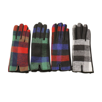 Women's Plaid Gloves Touch Screen Gloves GL6830-1 (12PAIR)