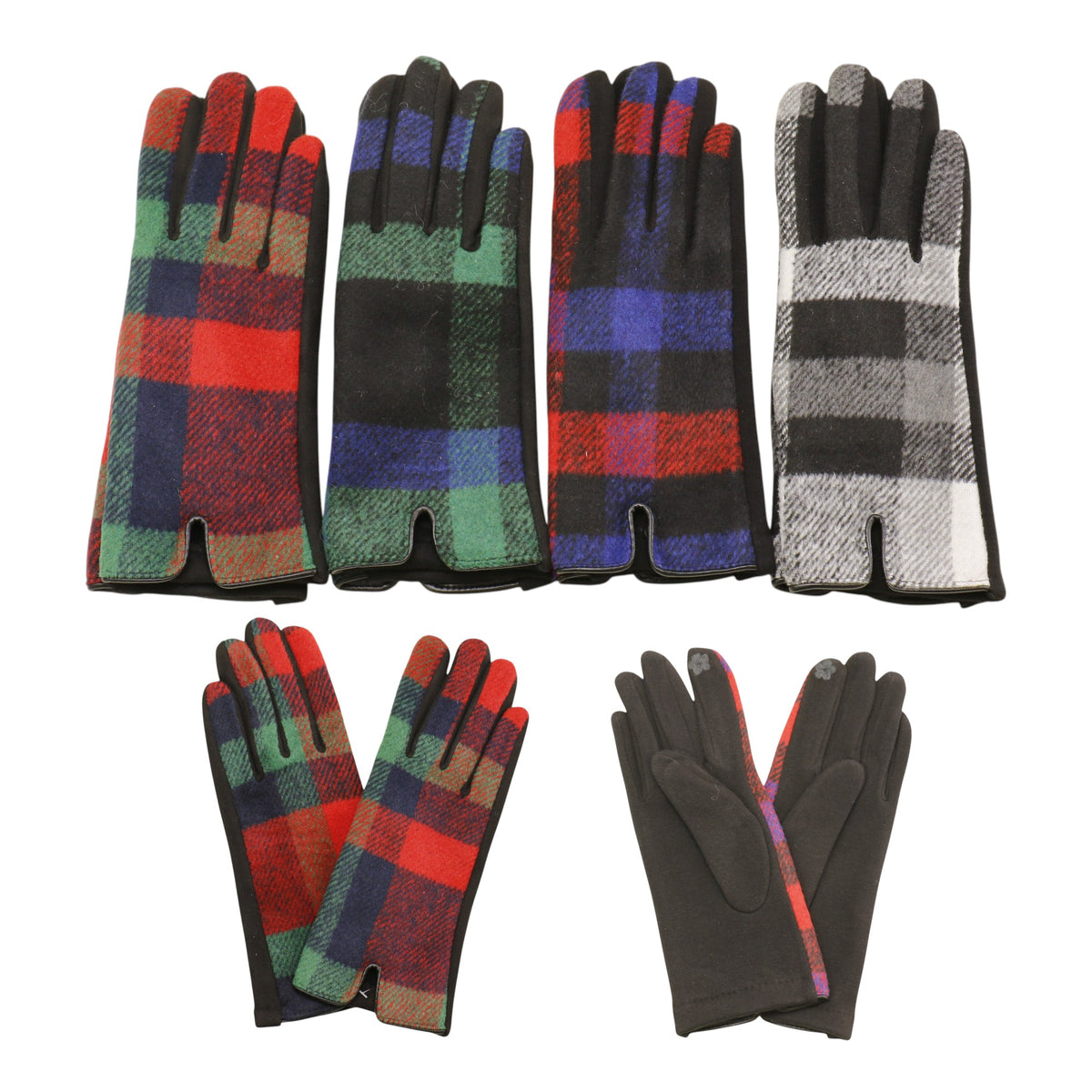 Women's Plaid Gloves Touch Screen Gloves GL6830-1 (12PAIR)