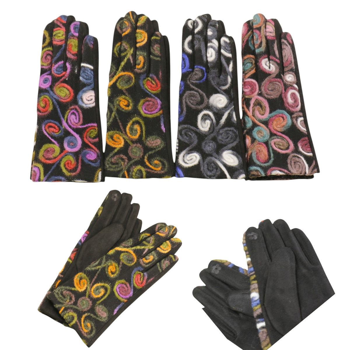 Women's Embroidery Texting Gloves GL6830-3 (12PAIR)