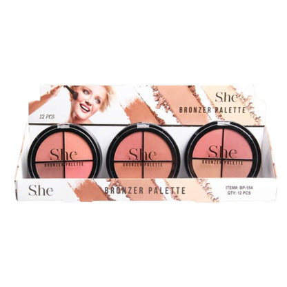 S.he Compact 3 Colors Bronzer Palette BP154 (12PK)