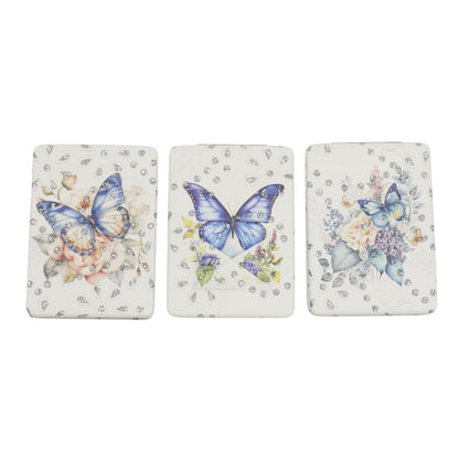 Butterfly Floral Rectangular Glitter Compact Makeup Mirror JM6423-16 (12PC)