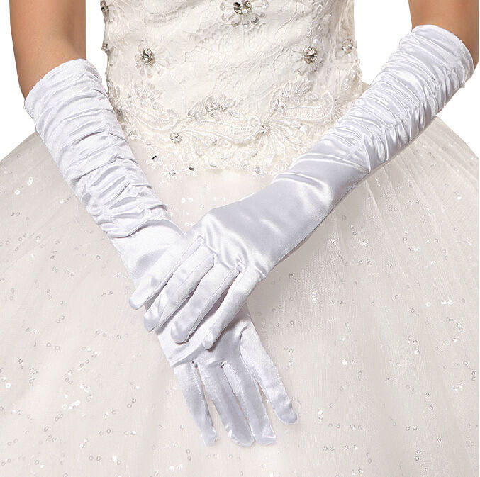 Pleated Satin Long Gloves WG123(3pc)