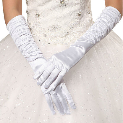 Pleated Satin Long Gloves WG123(3pc)